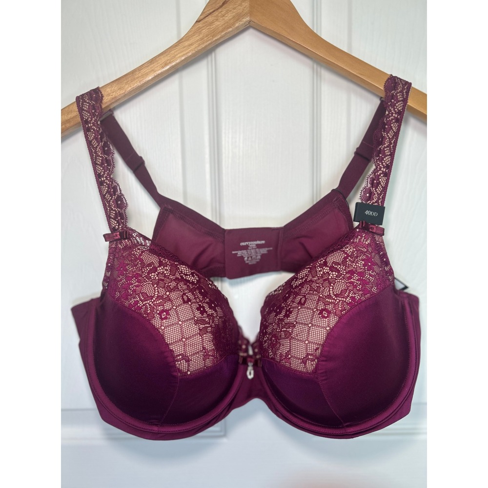 Curvy Couture Tulip Lace Push Up‎ Bra 40DD Purple Underwire Floral 1017 NWT